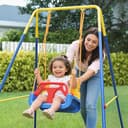 AIYAPLAY Columpio para Bebés 3 en 1, Columpio Jardín Exterior con Cuerdas Ajustables, Cinturón de Seguridad, Marco de Acero Plegable, para Niños de 9 Meses a 8 Años, para Interior, Exterior, Azul - 9