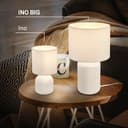 BRILONER - Tischlampe mit Stoffschirm, Kabelschalter, Keramikfuß, Lampe, Nachttischlampe, Tischleuchte, Dekolampe Flur, Bürolampe, Leselampe, Wohnzimmer, Schlafzimmer, 22x37,5 cm (DxH), Weiß - 7