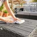 Outsunny 5 Seater Rattan Garden Furniture Set, 3 Seater Garden Sofa, 2 Armchairs, Faux Wood Coffee Table, Outdoor Furniture Conversation Set with Wide Armrests, Cushions, Pillows for Patio, Dark Grey - 8