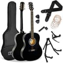 3rd Avenue Pack de guitarra acústica de tamaño estándar 4/4 para principiantes de 3rd Avenue, funda de transporte, púas, cuerdas de repuesto, soporte, correa y cejilla, Negro - 1