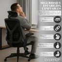 EveryKip® Silla Escritorio Ergonomica Ajustable con Reposabrazos Negro| Ruedas Anti-Arañazos | Sillas Oficina Ejecutiva con Reposacabezas | Cadeira Ergonómica Office Chair (Negro) - 7