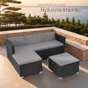 tectake® Poly Rattan Lounge, Outdoor Sitzgruppe, Set mit Sofa Sessel, Hocker, Tisch, frei kombinierbar, Sitzecke für 3-4 Personen, Möbel wetterfest für Garten Terrasse Balkon - schwarz - 8