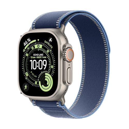 Apple Watch Ultra 3 GPS + Cellular, reloj prémium para running y multideporte con caja de titanio resistente de 49 mm y Correa Loop Trail azul/azul brillante - Talla M/L. Monitores avanzados de salud