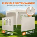 Kronenburg Faltpavillon wasserdicht Dachmaß 3 x 3 m UV Schutz 50+ Pavillon in Champagner mit 4 Seitenteilen - 6