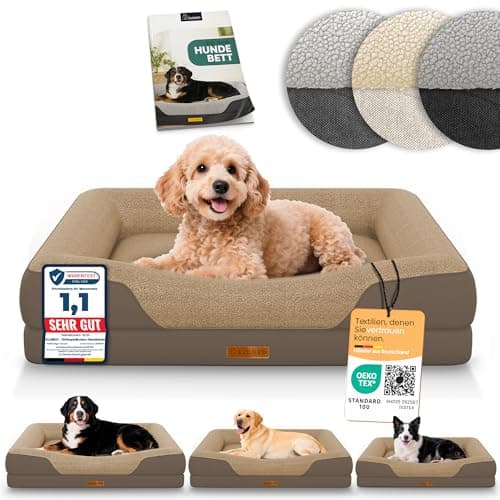 ELONEO orthopädisches Hundebett kleine Hunde - 76x51x17cm, Hundekorb mit Memory Foam, Hundematte wasserdicht und waschbar, Hundekissen, Hundematratze mit weicher Polsterung, braun