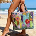 Generisch shopper tasche damen Unisex Geräumig Lässig Stofftasche mit Stickerei gesteppt gepolstertem Griff Patchwork,Süße personalisierte wiederverwendbare Taschen AC01 One Size - 3