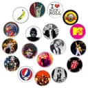 GTOTd I Love Rock and Roll Pins Set Buttons Anstecker (18 Stück 3.8cm) Geschenke Merch Rock Singer Pins Brooch Badges Party Dekoration für Kleidung Taschen Rucksack Jacken Zubehör Crafts Decor Teens - 1