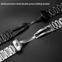 FOUUA Edelstahl-Uhrenarmband 22mm für TAG Heuer Carrera Aquarace - Metallarmband mit Echtleder, silbrig-schwarz - 5