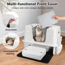 Vivifying Katzenklo Edelstahl mit Deckel, XL Leicht zu Reinigen und Geruchsresistent Katzentoilette Edelstahl, Rostfreier Stahl Katzenklo mit Pedals, Schaufel und Matte (Beige) - 5