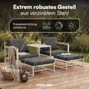 STEELSØN Asteri Sitzgruppe 5-teilig – Gartenmöbel Set mit 2 Sessel, 2 Hocker, 1 Tisch – Balkonlounge Metallgestell Weiß – inkl. Sitzpolster anthrazit – Terrassenlounge für 2-4 Personen – wetterfest - 7