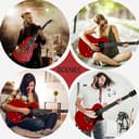 Electric Guitar Beginner Guitar 40.2 Inch Solid Poplar Body Maple Neck Laurel Fingerboard HH Pickups Les Paul Style with Gig Bag Tuner (Color Options) (Red) - 5