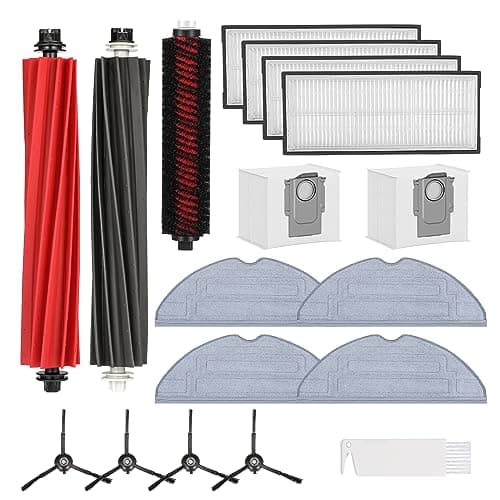 17 Stück Zubehör für Roborock S8 Pro Ultra Staubsauger -2*Hauptbürste (DuoRoller Bürste),1*Reinigungsbürste, 4*Wischtücher VibraRise 2.0,4*HEPA Filters, 4*Seitenbürsten, 2*Staubbeutel