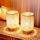 JHY DESIGN Set de 2 lámparas de mesa de cuerda de algodón trenzada, 17 cm de altura, lámpara a batería con temporizador de 6 horas, ideal para salón, dormitorio, bodas, fiestas - 2