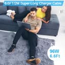 Cargador MacBook Air Pro, 96W M3 M4 Cargador para MacBook Pro 16 14 2021 2022 2023 2024 2025 M2 M3 M4 MacBook Air 13 15, A2681 A2442 A2779 A2487 A2941 A2141, con Cable Trenzado USB-C a T de 2.2M - 5