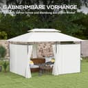 Outsunny Pavillon 4x3 m Stabil Winterfest Gartenpavillon mit Doppeldach 6 Seitenteile Ablauflöcher, Garten Pavillon aus Metall, für Garten, Terrasse, Cremeweiß - 5