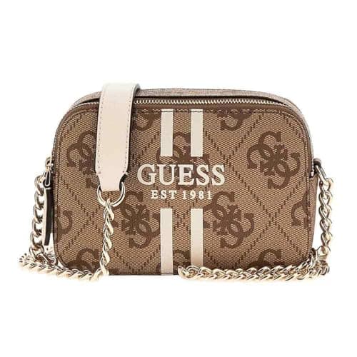 GUESS Noelle II Crossbody Camera Bag Latte Logo/Brown