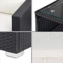 Casaria® Gartenmöbel Lounge Set Wetterfest 5 Personen Polyrattan Sicherheitsglas Tisch Outdoor Sitzkissen Terrassenmöbel Eck Sofa Schwarz Creme - 3