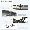 Outsunny Cenador de Jardín 3x3 m Pérgola con Toldo y 16 Orificios de Drenaje para Patio Terraza Metal y Poliéster 180 g/m² Resistente Crema - 5