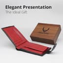 Pelle Toro All-in-One Handmade Mens Wallet, RFID Blocking with Coin Pocket, Fine Leather Card Wallet for Men with 8 Slots and Zip Section, in Wooden Gift Box, Black & Red - 2