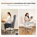 HOMRELEXA Bürostuhl Chefsessel Ergonomisch, Gaming Stuhl mit Fußstütze & 135° Verstellbarer Rückenlehne, Drehstuhl mit klappbaren Armlehnen, Hochlehner aus Teddy-Fleece Stoff – Beige - 2