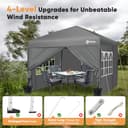 Sekey 3m x 3m One-Touch Pop Up Gazebo with Sides – Instant Setup, Heavy Duty & Waterproof 1000mm, Includes 4 Weight Bags for Extra Stability – Perfect for Outdoor Events (Grey, 3x3 with Sides) - 5