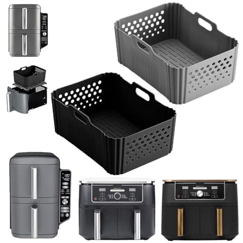 2 unidades de silicona para freidoras de aire caliente Ninja Foodi Max Dual Zone AF400EU, accesorios para airfryer ninja, 9,5 l, 10,4 L, molde de silicona para Ninja Double Stack XL SL400EUCP, forro