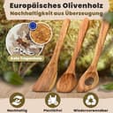 Kochlöffel Holz Set aus Olivenholz im 3er Pack - Made in Germany - Pfannenwender, Risottolöffel & Holzlöffel - Nachhaltig & aus Europa - Kochutensilien Set Naturholz - 6