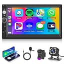 Rimoody Wireless Carplay Double Din Car Stereo, 7 Inch Touchscreen 2 Din Car Radio Head Unit with Android Auto Mirror Link, Bluetooth, FM, EQ SWC/USB/TF/AUX/UI Remote Control + Backup Camera - 1