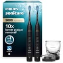 Philips Sonicare DiamondClean 9000 Electric Toothbrush, Sonic Toothbrush with App, Pressure Sensor, 4 Brushing Modes, 3 Intensity Levels, Charging Glass, Black, Dual Pack, Model HX9914/54 - 1