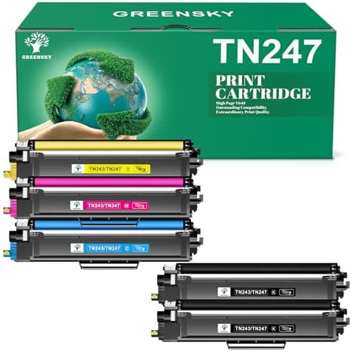 TN-243CMYK Toner Value Pack Compatible for Brother DCP-l3550CDW Toner Cartridges TN243 TN247 TN243CMYK for Brother HL-L3230CDW Toner MFC-l3750CDW HL-L3210CW MFC-L3710CW MFC-L3770CDW (5 Pack)