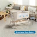 4 in 1 Baby Bedside Crib,6 Height Adjustable Next to Me Crib,Co-Sleeping Baby Cot Bed with Mattress,Detachable Net,Storage Basket & Changing Table,Can Switched to a Bassinets for 0-3 Years (Beige) - 3