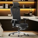 Hbada P5 Sedia da ufficio ergonomica con poggiatesta regolabile e supporto lombare, comodo cuscino a molla, supporto per sedia da computer, funzione inclinabile, sedia girevole in rete con poggiapiedi - 2