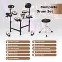 FANTASK Batería electrónica, Juegos de batería E-Drum Plegables con Pads de Malla, 150 Sonidos y 10 Demos, metrónomo y USB Midi, 2 Pedales y 2 Baquetas, Juego de batería electrónico de 7 Piezas para - 4