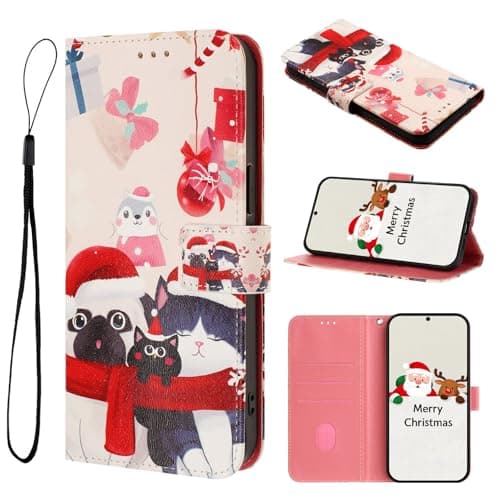 BLOTECH Wallet Case for OPPO Realme GT Neo6 Flip PU Leather Case, Santa Claus, Christmas hats Pattern Cover with Stand Feature Card Storage Skin Magnetic Clasp Cover for OPPO Realme GT Neo6