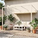 Outsunny Gazebo Pergola Addossata 3x3 m con Tetto Retrattile Scorrevole, Fori di Drenaggio, Pergolato da Giardino in Poliestere e Acciaio, per Patio, Terrazzo, Esterno, UV30+, Beige - 8