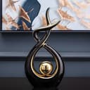 CESTATIVO Estatua de Cerámica, Escultura Modernos, Escultura de Arte Abstracta, Objetos Decoraciones, Decoración Moderna de Salas de Estar Restaurantes Escritorio/Estante (Negro Oro, Grande) - 4