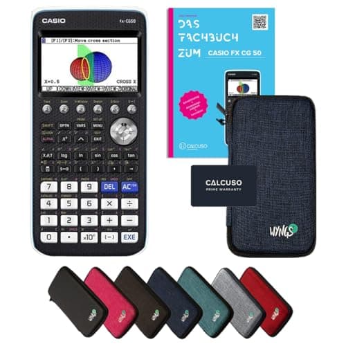 Casio fx-CG50 Incl. Funda Protectora Azul y Libro especializado (92 páginas, DIN A4) – Calculadora gráfica – Smart Set (Alemán)