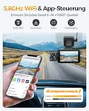 GKU Dashcam per auto anteriore posteriore, 3 canali 4K + 1080P+1080P WiFi con scheda SD da 64 GB, GPS 5 GHz WiFi, schermo IPS da 3", super visione notturna, WDR, sensore G, registrazione loop - 4