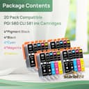 Starlet24 20x 580 581 Cartuchos para Canon PGI-580 CLI-581 XXL Canon TR8550 Cartuchos de Impresora para Canon Pixma TR8550 TR8500 TS6350a TS705a TS6350 TS8350 TS8250 TS6150 TS9550 - 2