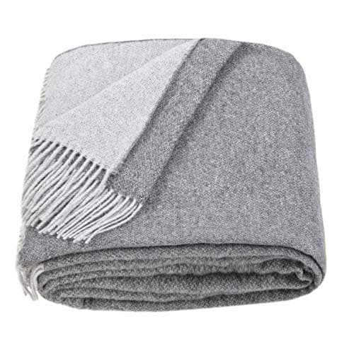 LYHome Manta Lana Merino - Plaid para Sofa Cama, Mantas Decorativas como Cubre Colcha para Sofas, Blanket Cálida Grande Suave Calentitas Verano y Invierno (140 x 200 cm | Gris - Gris Claro Doble cara)