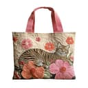 Generisch shopper tasche damen Unisex Geräumig Lässig Stofftasche mit Stickerei gesteppt gepolstertem Griff Patchwork,Süße personalisierte wiederverwendbare Taschen AB01 One Size - 1