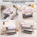 Larex Cuna Colecho para Bebé Bassinet para recién Nacido y bebé con mosquitera, Bolsa y Cesta de Almacenamiento, 5 Alturas Ajustables,4 Ruedas con Freno, colchón Transpirable y Paredes (Gris Oscuro) - 5