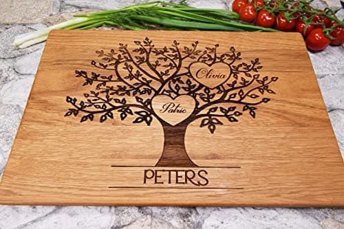 Algis Crafts | Personalized Handmade Cutting Board - HEARTS IN TREE | Anniversary Gifts for Couple | Laser Engraved Chopping Board | Personalised Home Gifts | Wooden Chopping Boards | Wedding Gifts