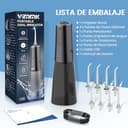 Irrigador Bucal Portatil, Vimmk Irrigador Dental Inalámbrico Profesional 8 Boquillas 5 Modos, IPX7 Impermeable 300ML USB-C Recargable Para Limpieza Dientes, Para el Hogar y los Viajes (Negro) - 8