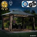 BRAST® Alu Pavillon Summerdream | viele Modelle & Farben | Größen 3x3m 3x4m | Moskitonetz + LEDs | TÜV geprüft | wasserdicht | UV-Schutz | festes Dach | 3x4m Grau LEDs - 2