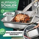 Loco Bird Schneidebrett mit Auffangschalen aus Bambus - 43x30x7cm - cutting board mit 2 Schalen aus Edelstahl - ideales Küchenhelfer Gadget Set für die Küche - Küchenbrett groß aus Holz - 5