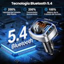 GizmoVine Transmisor FM Bluetooth 5.4 Coche 81W, Adaptador Radio Coche con Carga Rápida Dual PD 45W & QC3.0 36W, Bluetooth Manos Libres con Cancelación de Ruido, Bass Boost, Botón de Apagado y Luz LED - 6