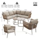 Kebnor Gartenlounge-Set für 5-6 Personen,Großes Outdoor Sofa Set, 6-teiliges PE-Rattan Sitzgruppe mit wasserfester Sitzbank und Kissenset, Modulares Ecksofa Set für Terrasse Balkon (Beige) - 6