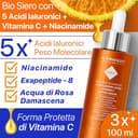 Siero Viso Antirughe 5 Acidi Ialuronici 100ml BIO | Idratante, Illuminante, Levigante | con Vitamina C, Niacinamide, Hexapeptide-8 & Rosa Damascena | AIAB Certificato, Nickel Tested | Made in Italy - 3