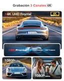 Jzones Dash Cam Coche 3 Canales 4K, Camara Coche 4K+1080P+1080P, Frontal, Trasera y Interior, Equipado Función de Visión Nocturna STARVIS 2 y HDR, Monitoreo Estacionamiento 24H, Sensor G, WiFi 6 y GPS - 2